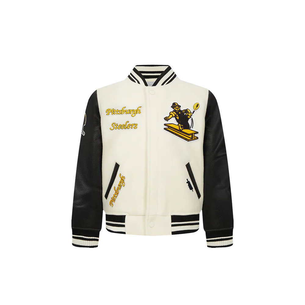 NFL PITTSBURGH STEELERS RETRO CLASSIC TODDLER BOYS RIB WOOL VARSITY JACKET