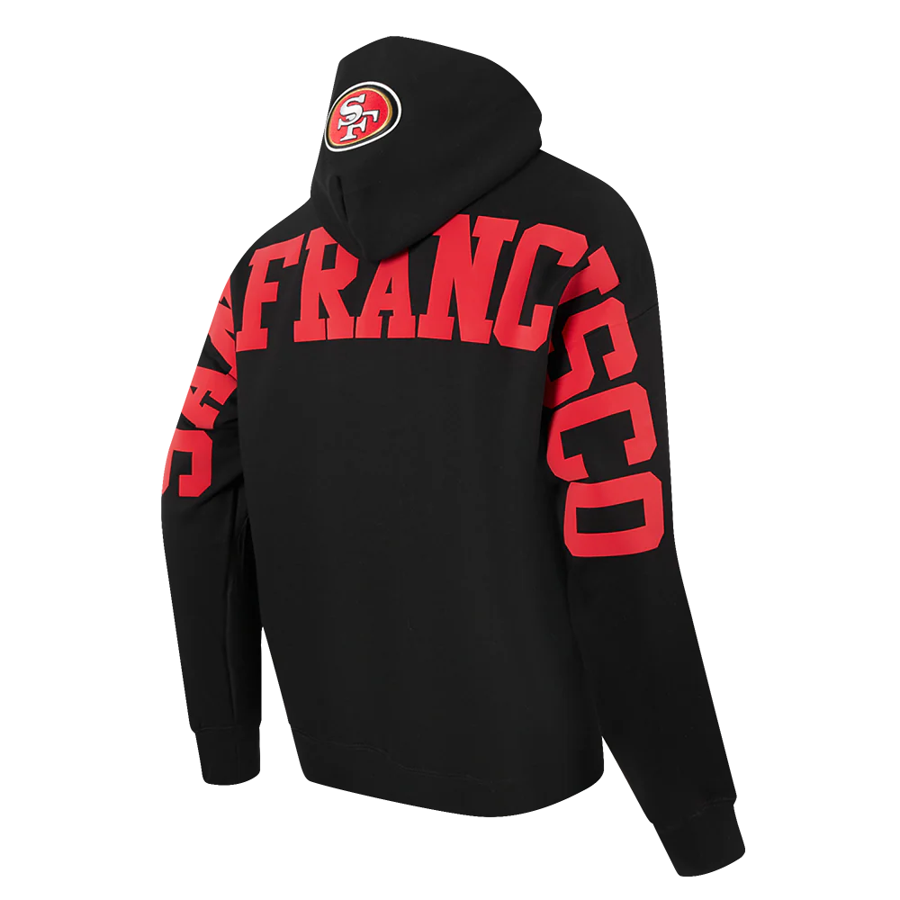 NFL SAN FRANCISCO 49ERS WINGSPAN MEN'S DROP SHOULDER FLEECE PULLOVER HOODIE
