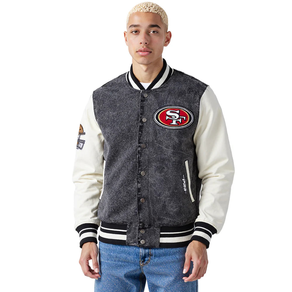 NFL SAN FRANCISCO 49ERS REBEL ATHLETICS MEN'S DENIM VARSITY JACKET