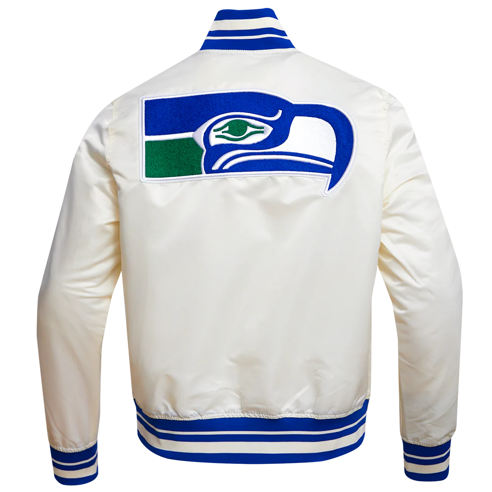 NFL SEATTLE SEAHAWKS RETRO CLASSIC MEN'S RIB SATIN JACKET