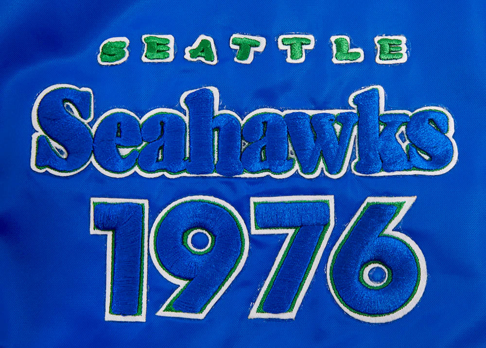 NFL SEATTLE SEAHAWKS RETRO CLASSIC MEN'S RIB SATIN JACKET