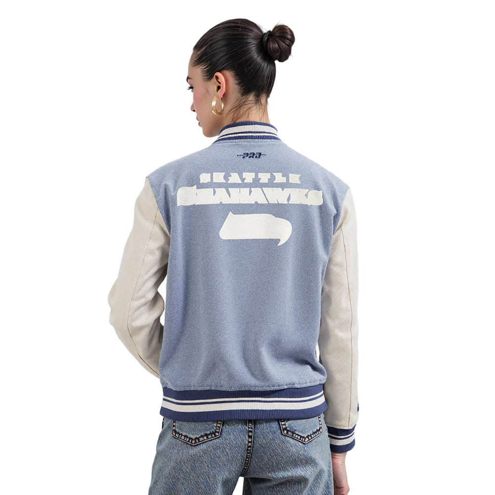 NFL SEATTLE SEAHAWKS VARSITY BLUES WOMEN'S DENIM VARSITY JACKET