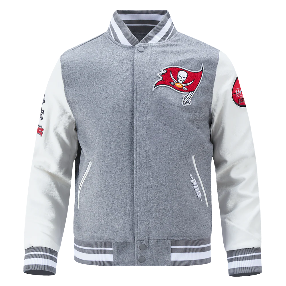 NFL TAMPA BAY BUCCANEERS OLD ENGLISH MEN'S RIB WOOL VARSITY JACKET