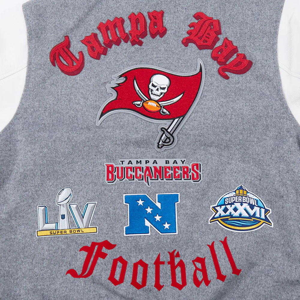 NFL TAMPA BAY BUCCANEERS OLD ENGLISH MEN'S RIB WOOL VARSITY JACKET
