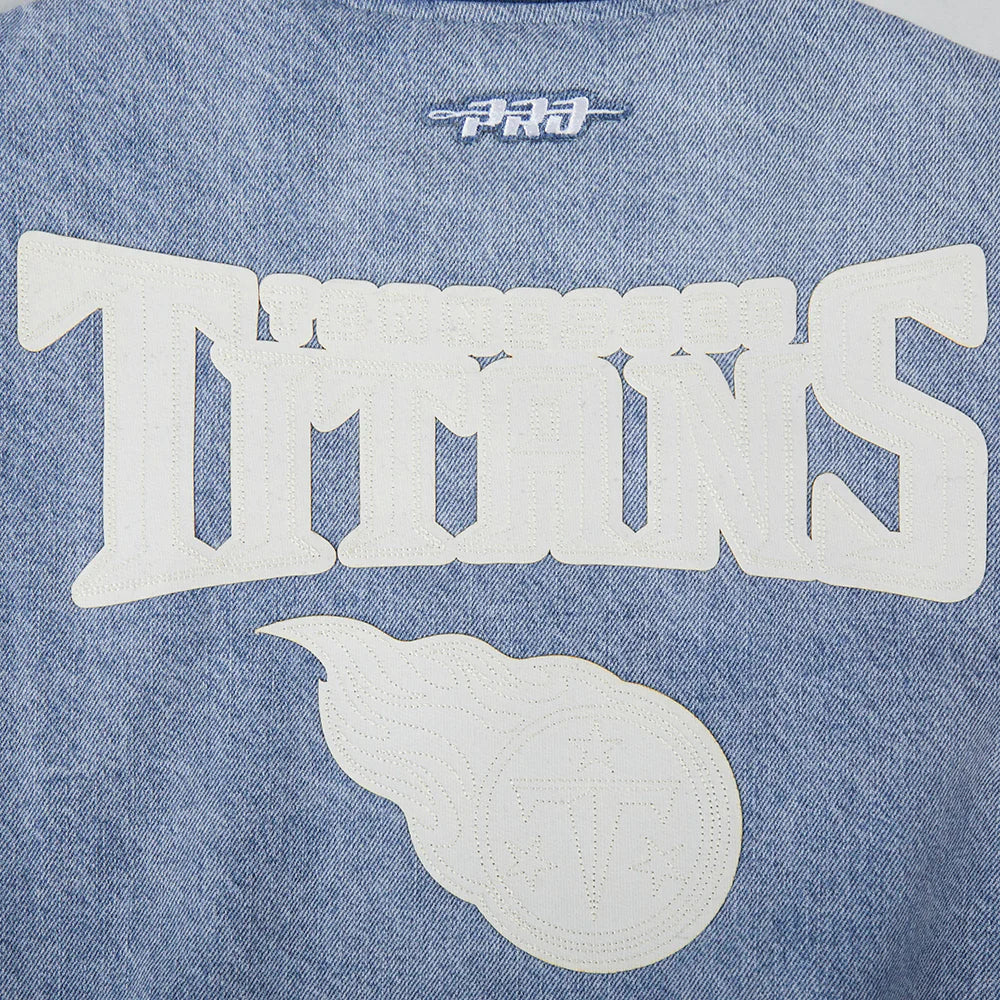NFL TENNESSEE TITANS VARSITY BLUES WOMEN'S DENIM VARSITY JACKET
