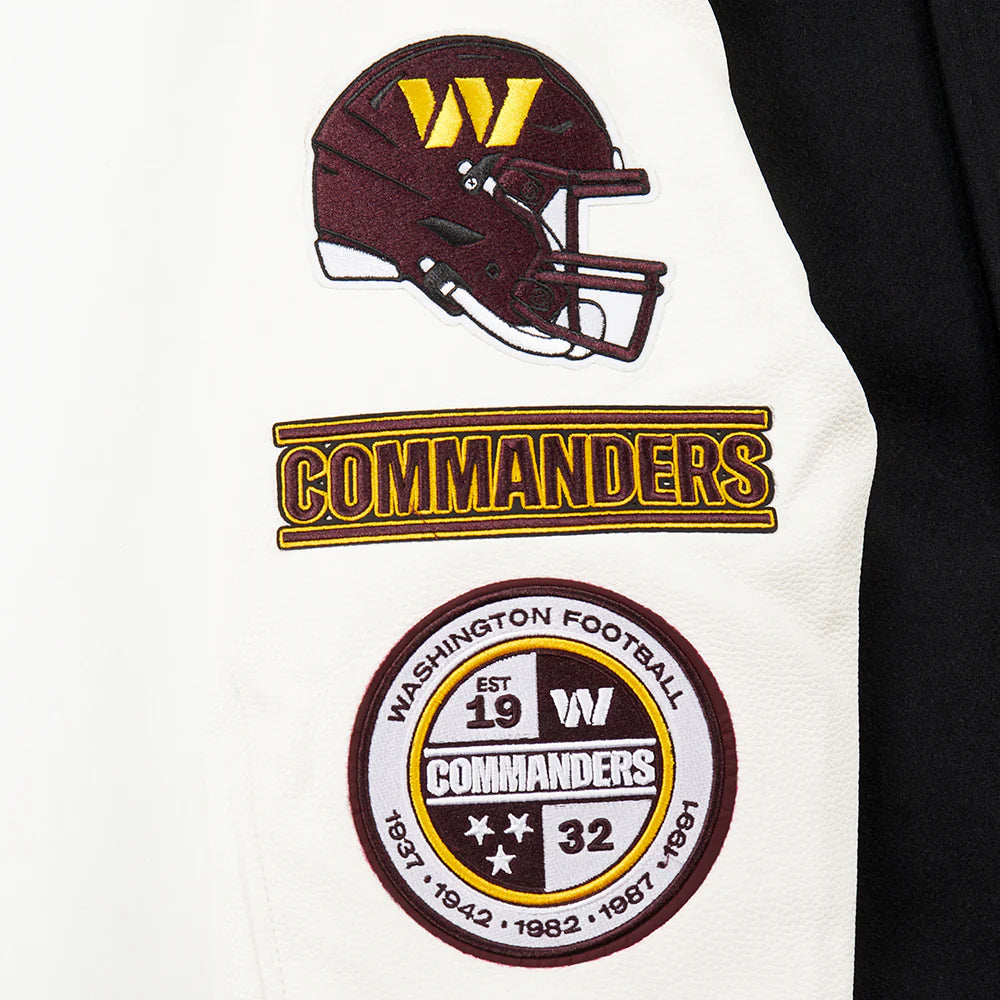NFL WASHINGTON COMMANDERS OLD ENGLISH MEN'S RIB WOOL VARSITY JACKET