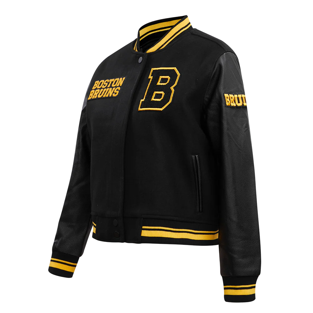NHL BOSTON BRUINS RETRO CLASSIC WOMEN'S RIB WOOL VARSITY JACKET