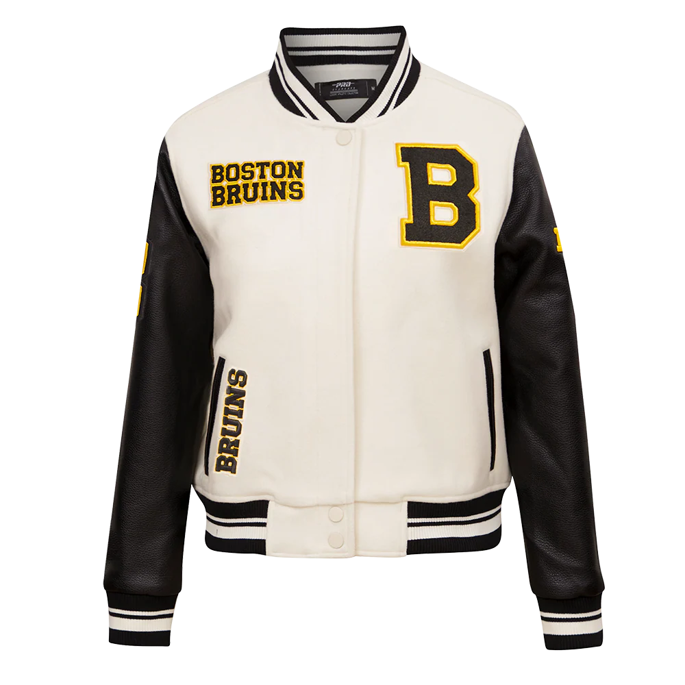 NHL BOSTON BRUINS RETRO CLASSIC WOMEN'S RIB WOOL VARSITY JACKET