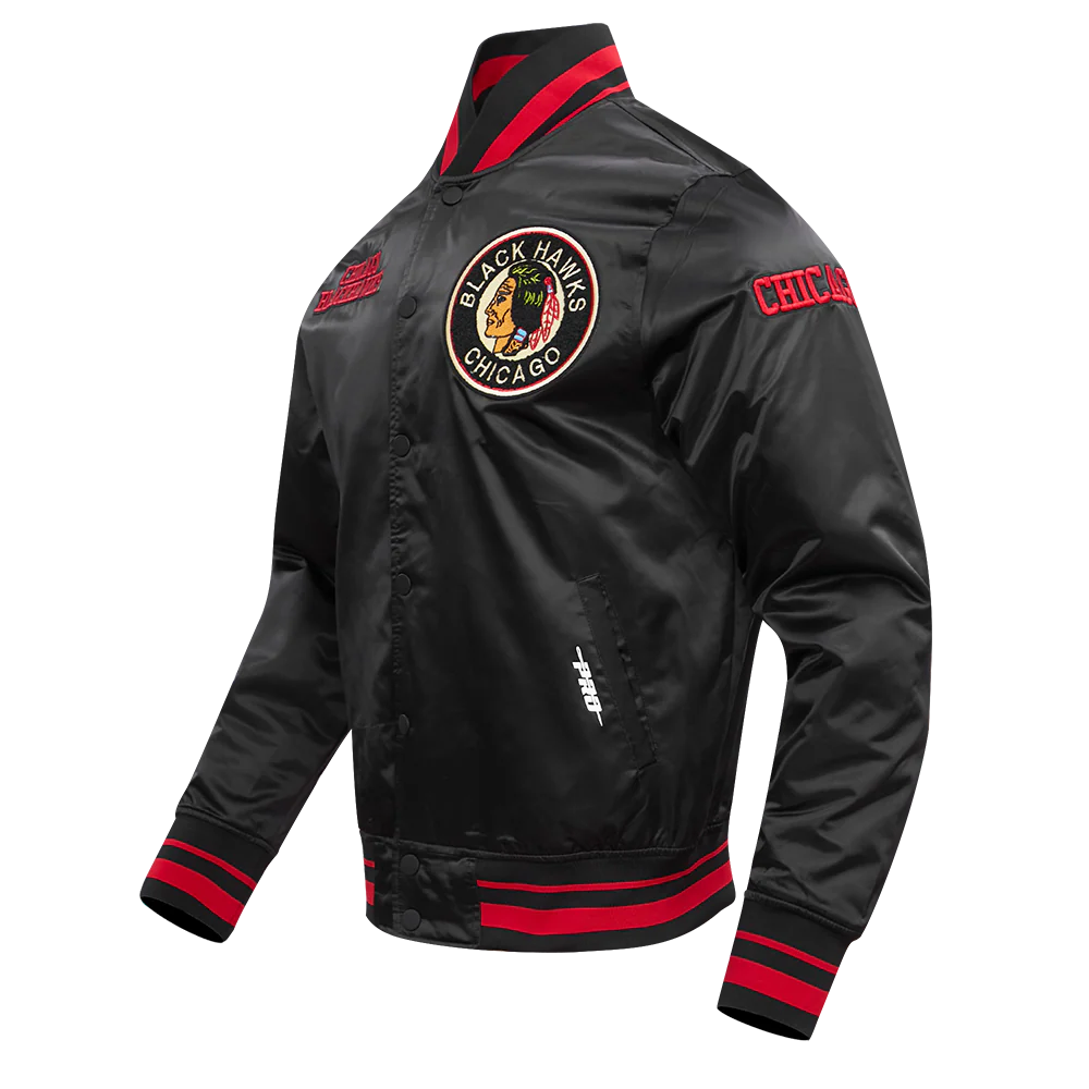NHL CHICAGO BLACKHAWKS RETRO CLASSIC RIB SATIN JACKET