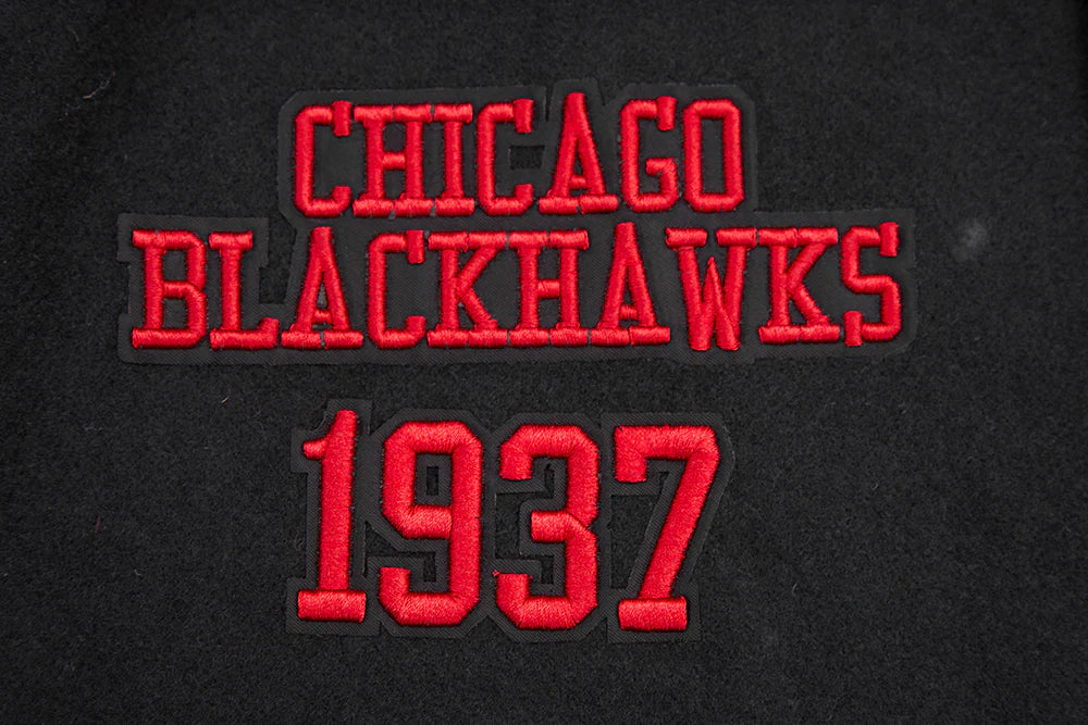 NHL CHICAGO BLACKHAWKS RETRO CLASSIC MEN'S RIB WOOL VARSITY JACKET