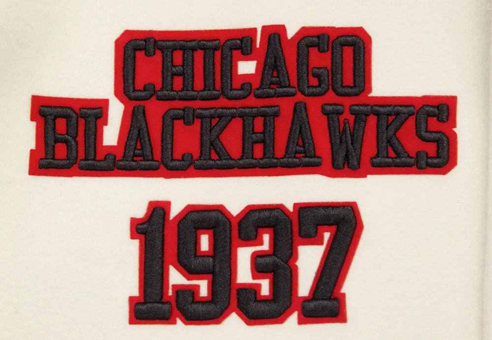 NHL CHICAGO BLACKHAWKS RETRO CLASSIC MEN'S RIB WOOL VARSITY JACKET
