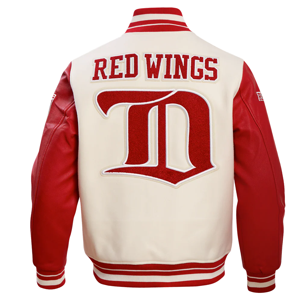 NHL DETROIT RED WINGS RETRO CLASSIC MEN'S RIB WOOL VARSITY JACKET