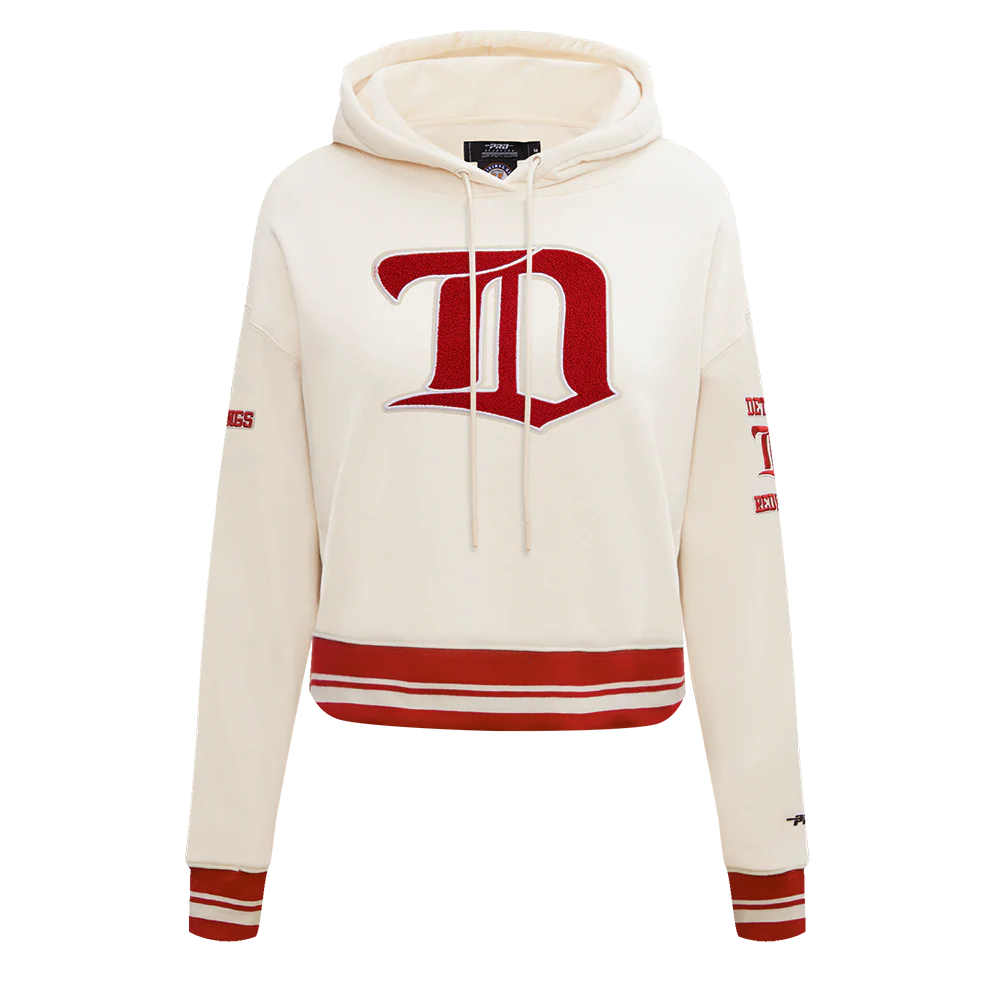 NHL DETROIT RED WINGS RETRO CLASSIC WOMEN'S RIB CROPPED PULLOVER HOODIE