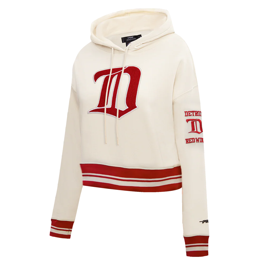 NHL DETROIT RED WINGS RETRO CLASSIC WOMEN'S RIB CROPPED PULLOVER HOODIE