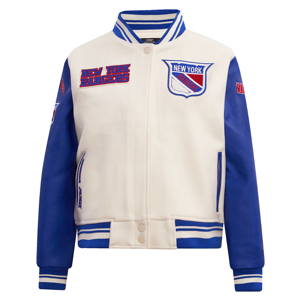 NHL NEW YORK RANGERS RETRO CLASSIC WOMEN'S RIB WOOL VARSITY JACKET