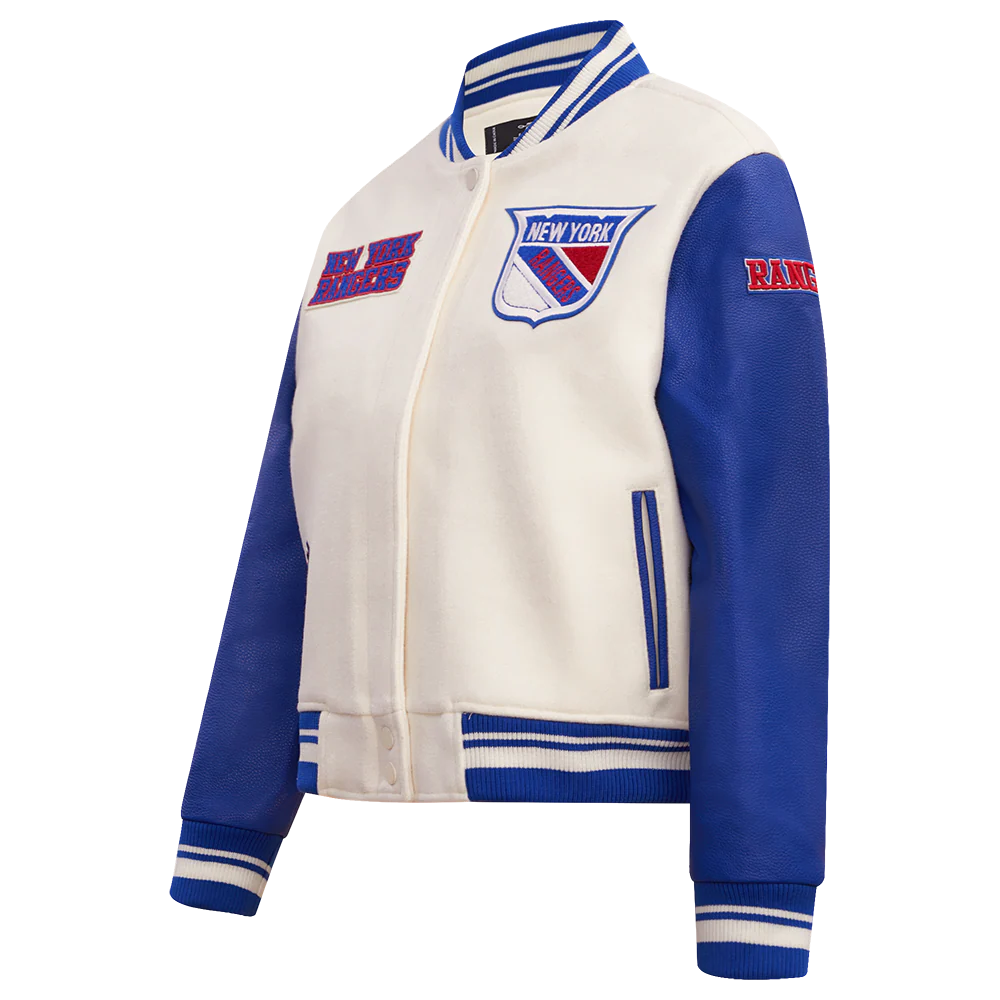 NHL NEW YORK RANGERS RETRO CLASSIC WOMEN'S RIB WOOL VARSITY JACKET