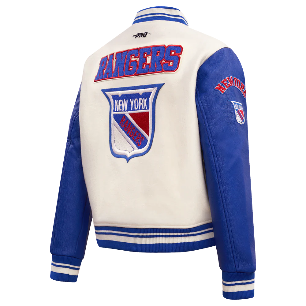 NHL NEW YORK RANGERS RETRO CLASSIC WOMEN'S RIB WOOL VARSITY JACKET