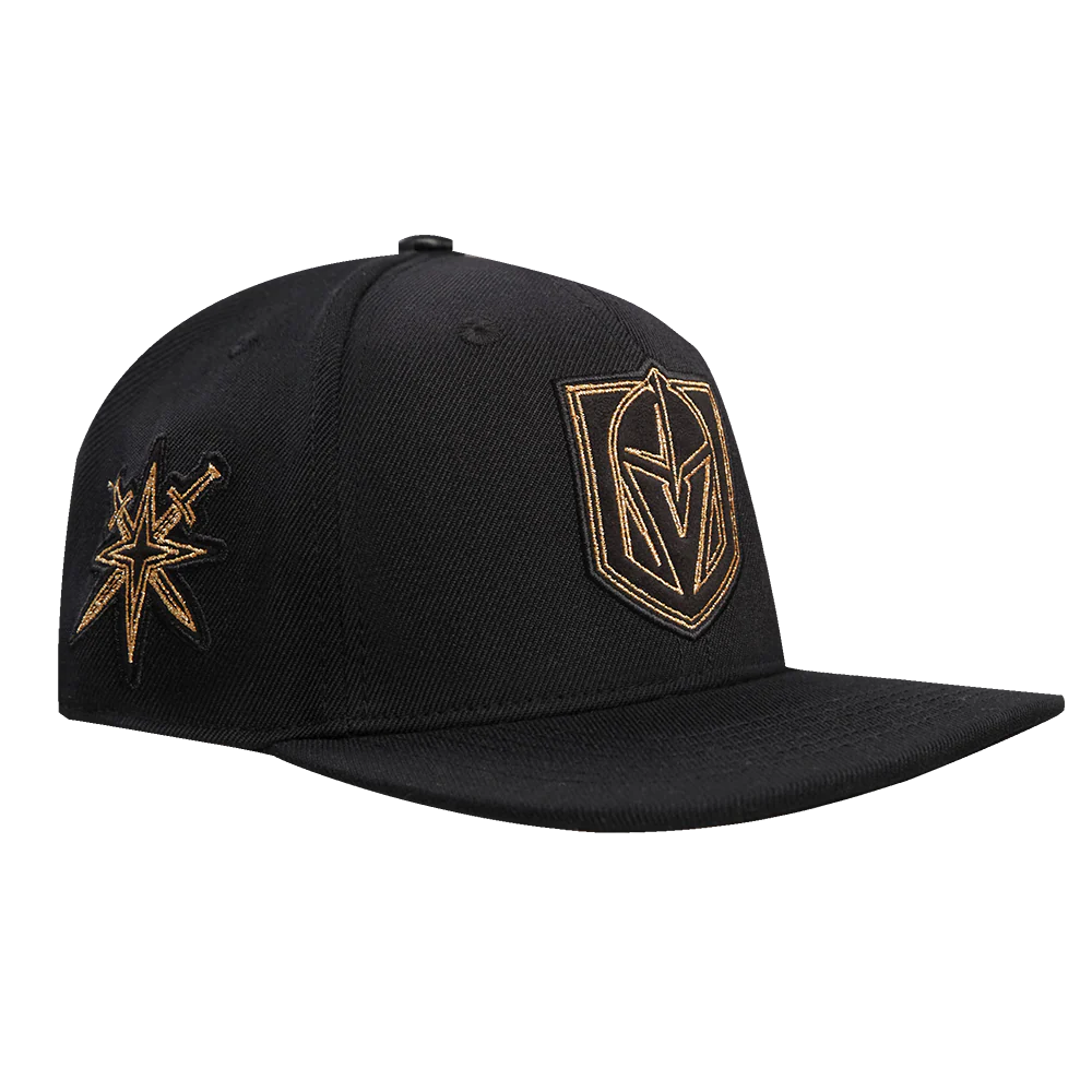 NHL VEGAS GOLDEN KNIGHTS BLACK & GOLD WOOL SNAPBACK HAT