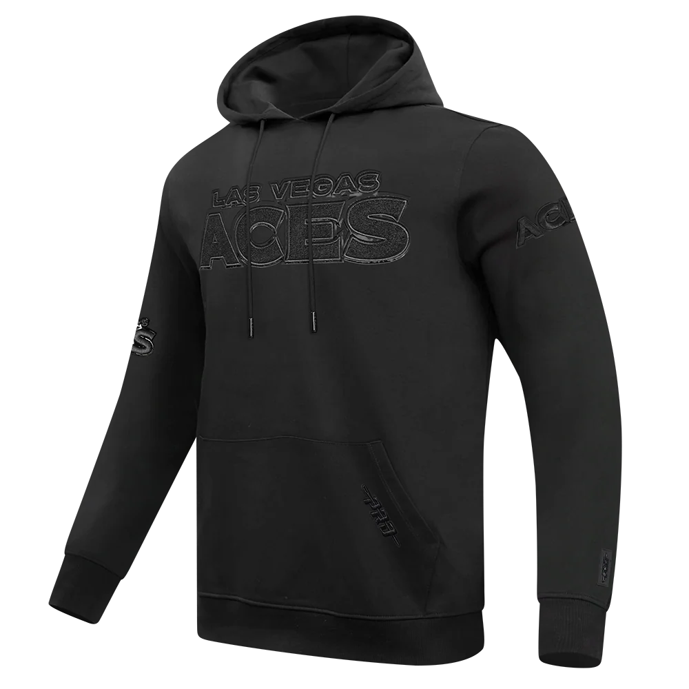 WNBA LAS VEGAS ACES TRIPLE BLACK MEN'S DOUBLE KNIT PULLOVER HOODIE