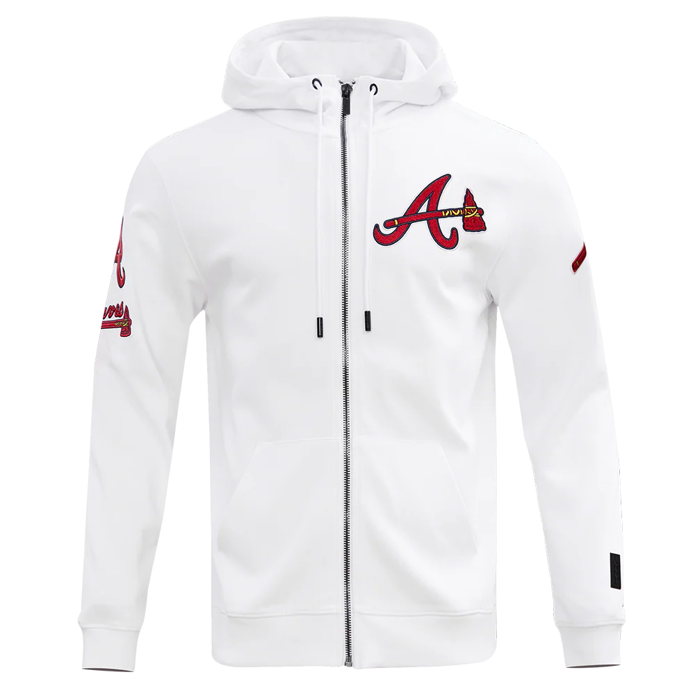 MLB ATLANTA BRAVES CLASSIC CHENILLE MEN'S FULL ZIP PULLOVER HOODIE