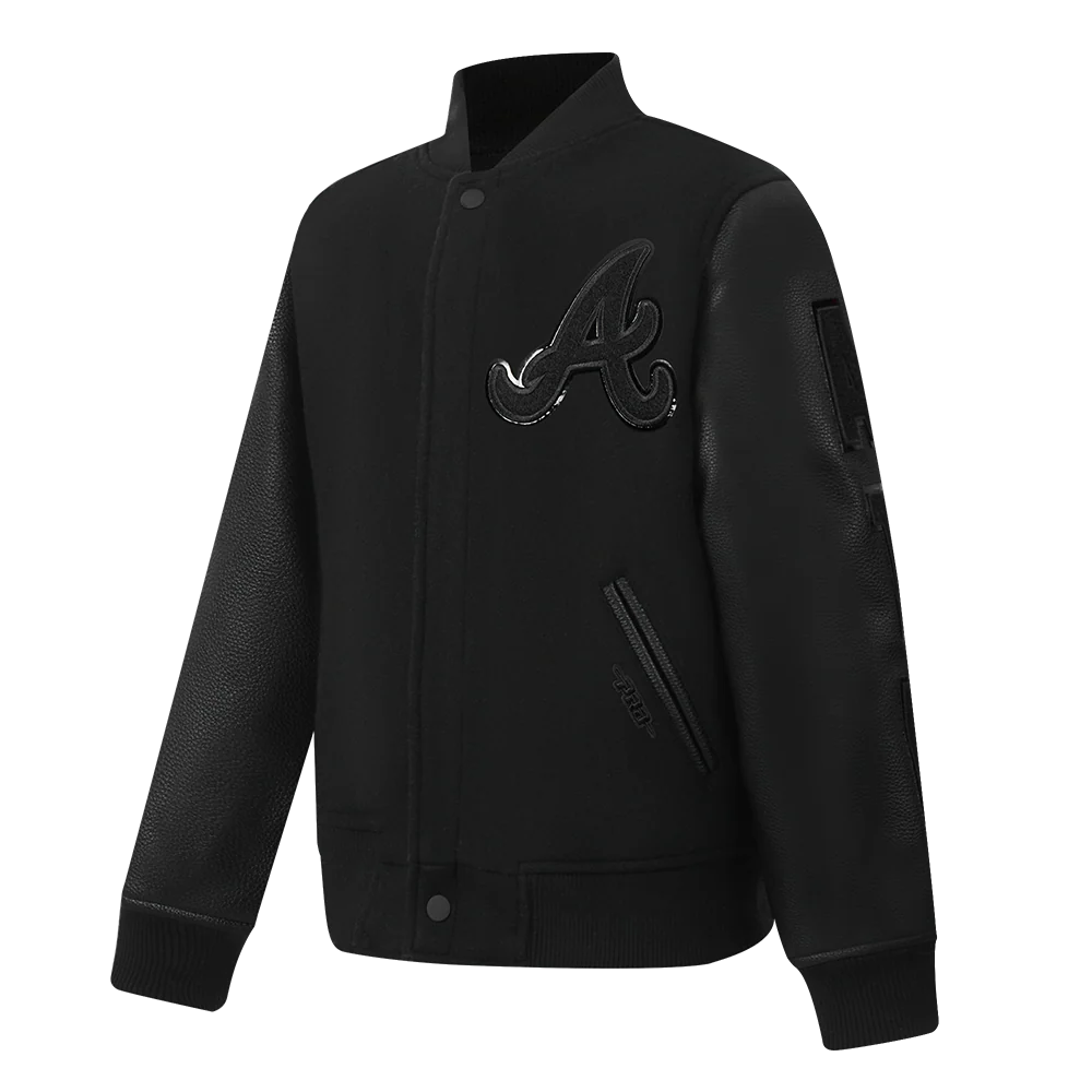 MLB ATLANTA BRAVES TRIPLE BLACK BIG BOYS WOOL VARSITY JACKET