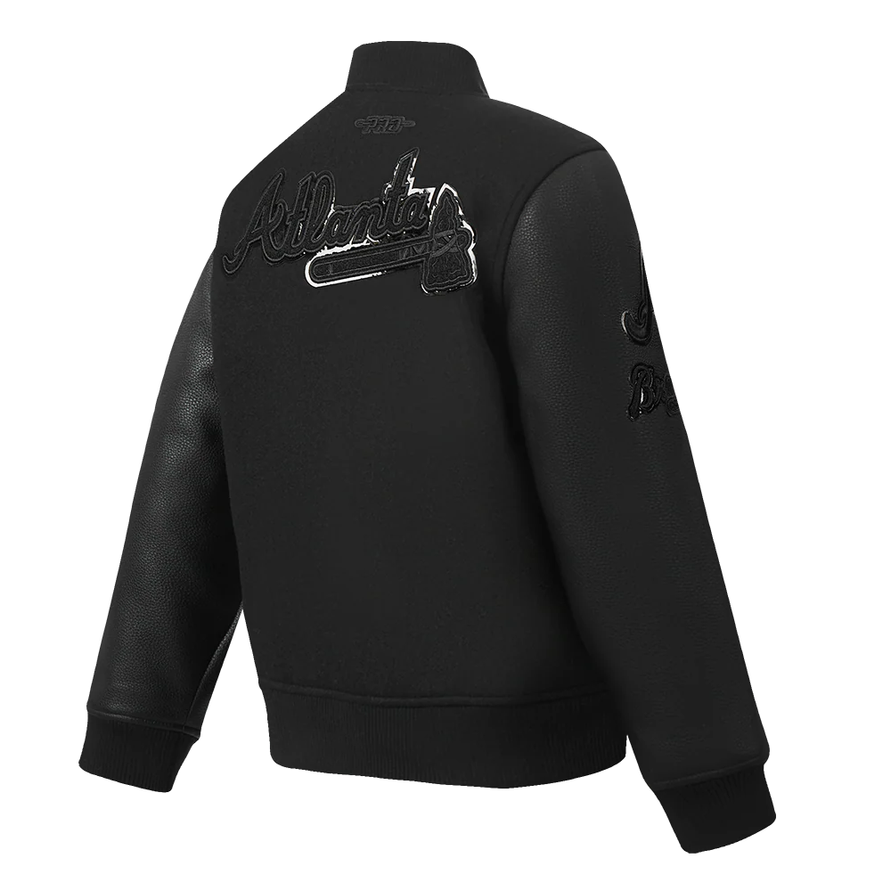 MLB ATLANTA BRAVES TRIPLE BLACK BIG BOYS WOOL VARSITY JACKET