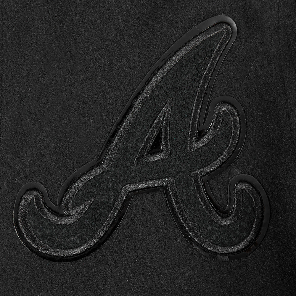 MLB ATLANTA BRAVES TRIPLE BLACK BIG BOYS WOOL VARSITY JACKET