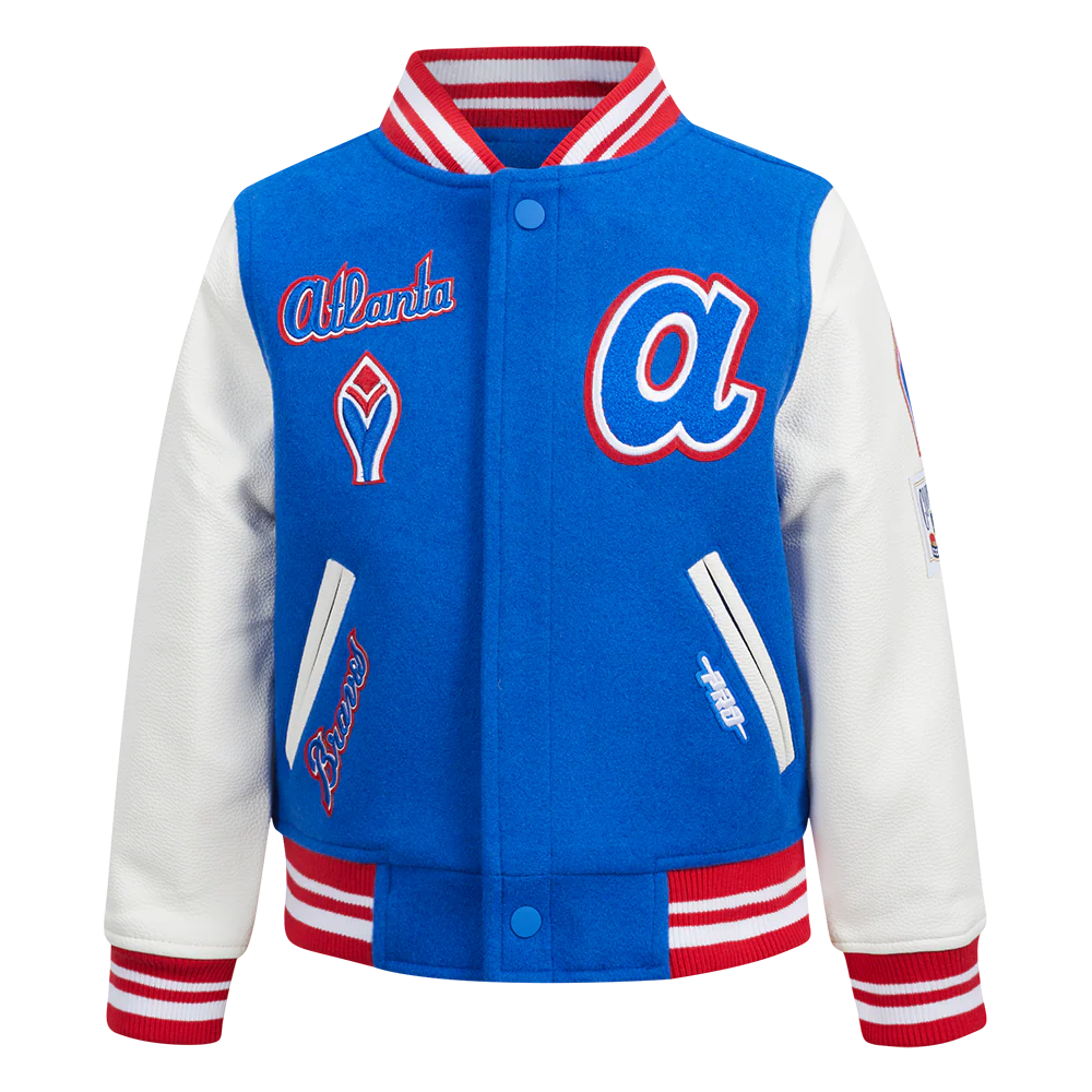MLB ATLANTA BRAVES RETRO CLASSIC LITTLE BOYS RIB WOOL VARSITY JACKET