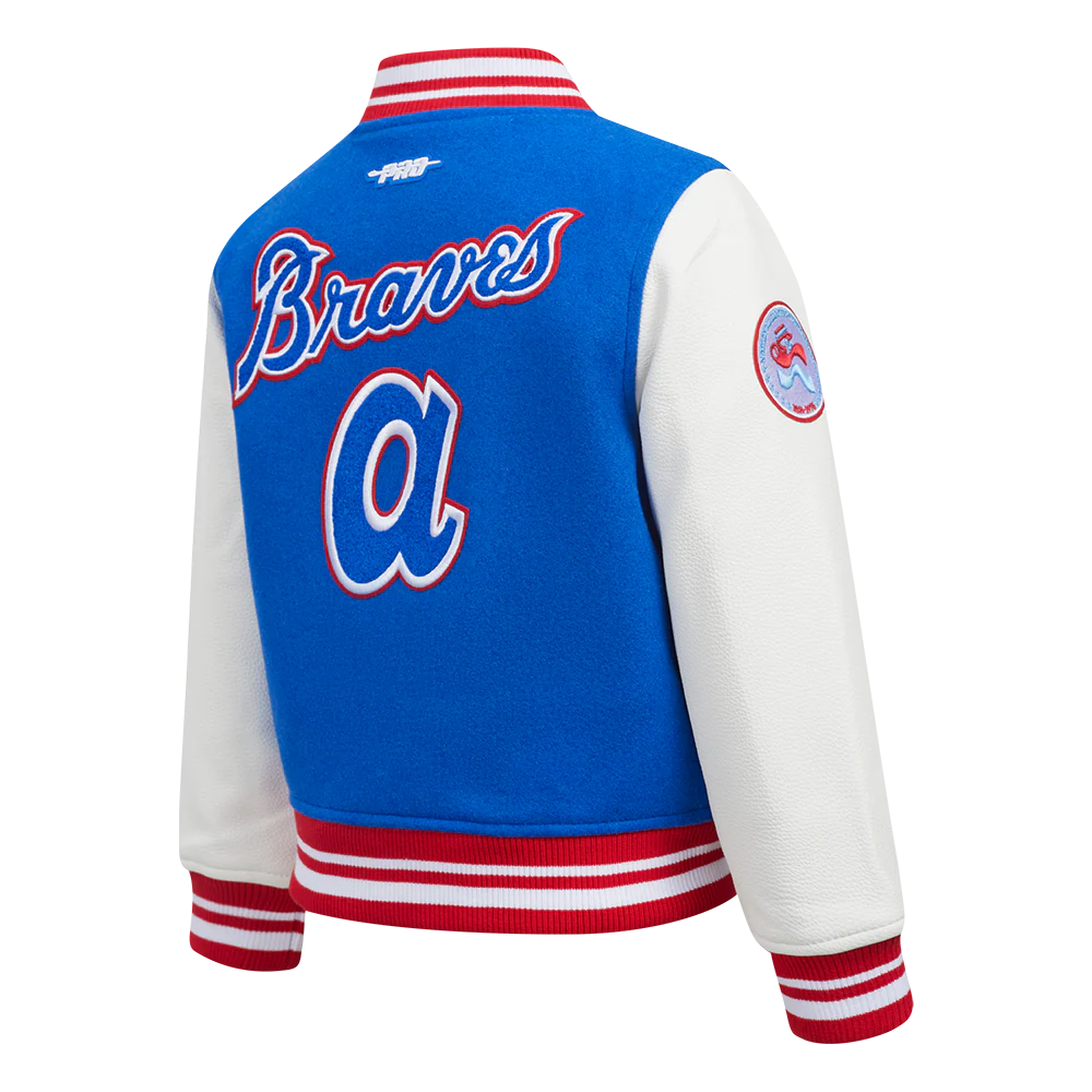 MLB ATLANTA BRAVES RETRO CLASSIC LITTLE BOYS RIB WOOL VARSITY JACKET