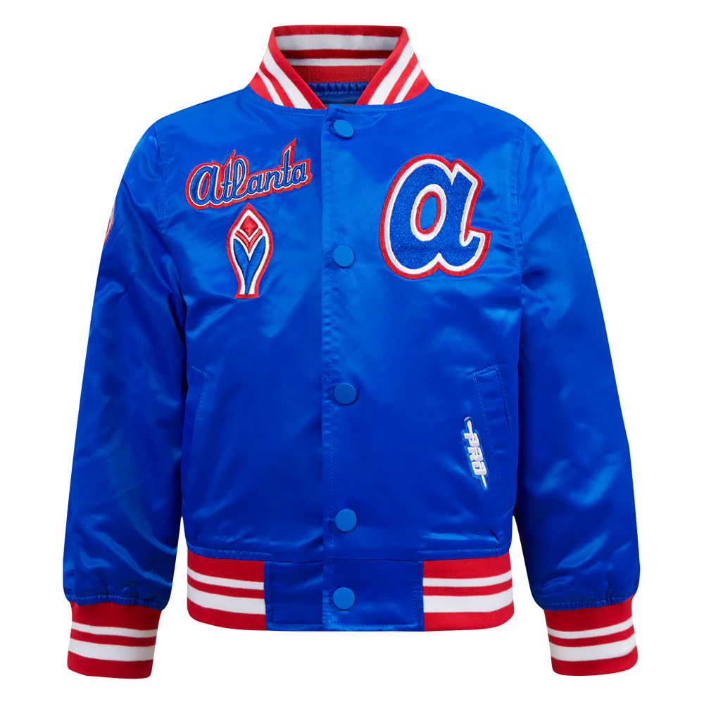 MLB ATLANTA BRAVES RETRO CLASSIC TODDLER BOYS RIB SATIN JACKET