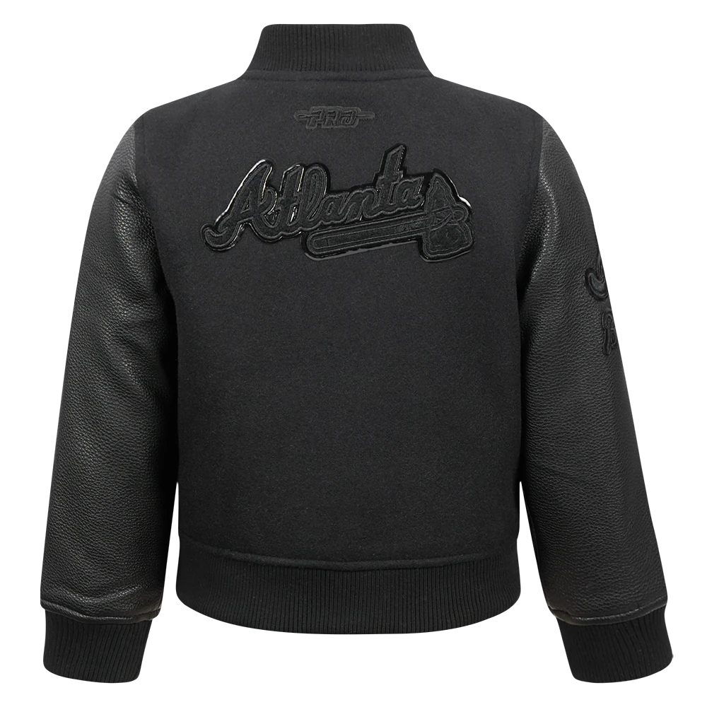MLB ATLANTA BRAVES TRIPLE BLACK TODDLER BOYS WOOL VARSITY JACKET