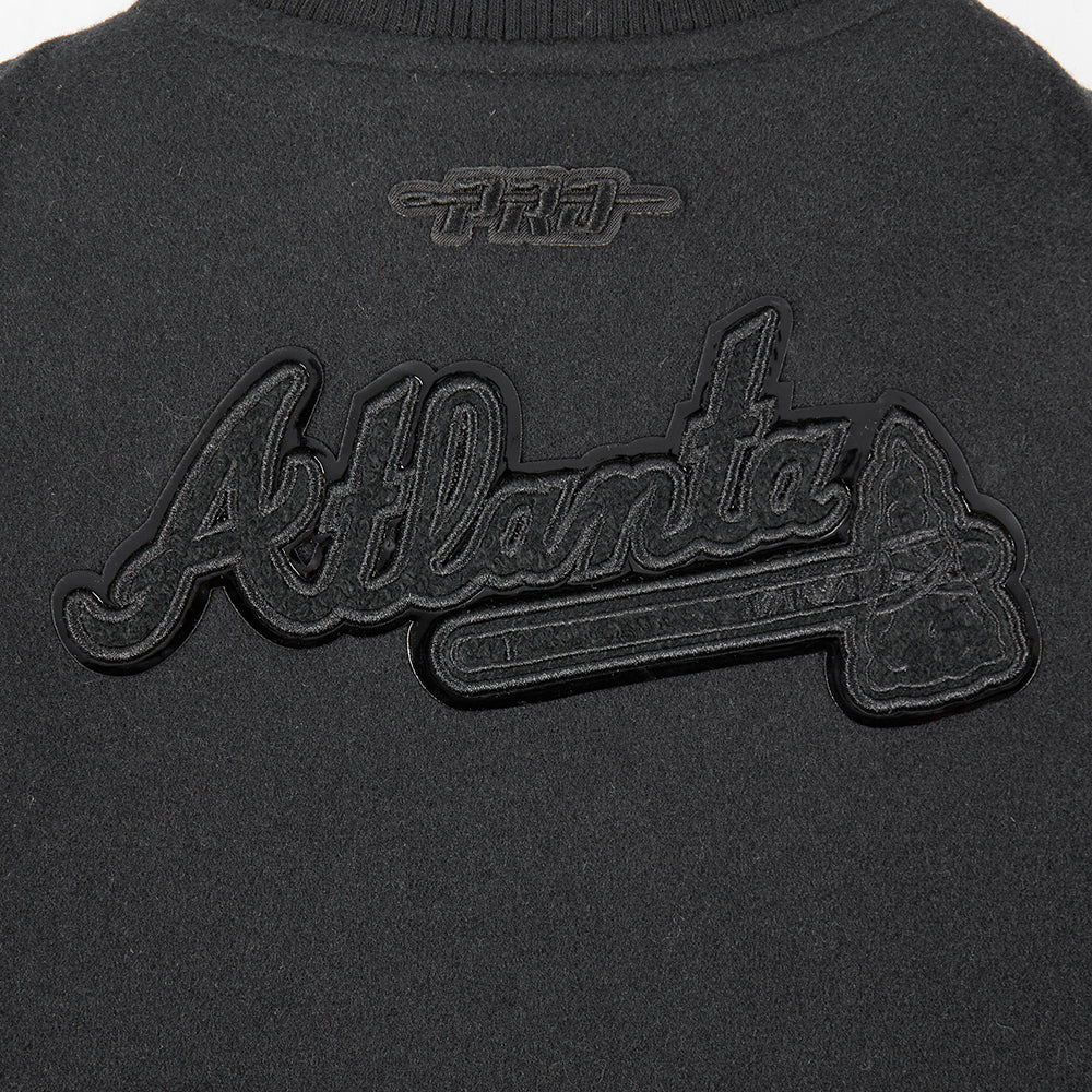 MLB ATLANTA BRAVES TRIPLE BLACK TODDLER BOYS WOOL VARSITY JACKET