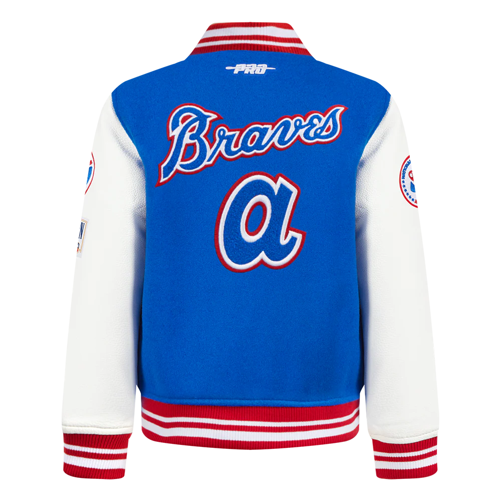 MLB ATLANTA BRAVES RETRO CLASSIC TODDLER BOYS RIB WOOL VARSITY JACKET