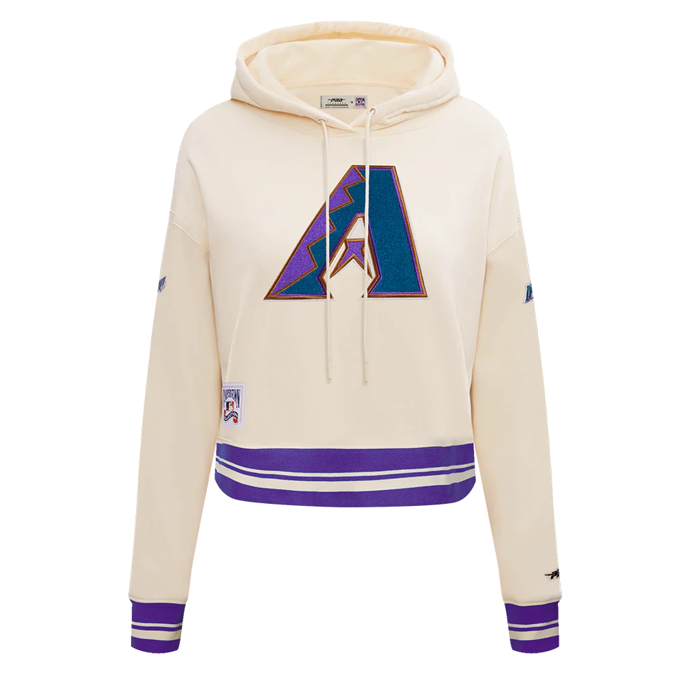 MLB ARIZONA DIAMONDBACKS RETRO CLASSIC WOMEN'S RIB CROPPED PULLOVER HOODIE