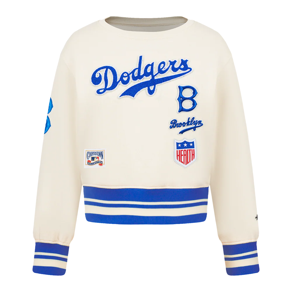 MLB BROOKLYN DODGERS RETRO CLASSIC TODDLER GIRLS RIB FLEECE CREWNECK