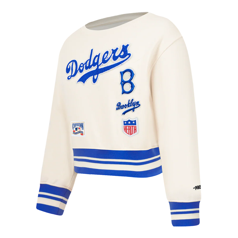 MLB BROOKLYN DODGERS RETRO CLASSIC TODDLER GIRLS RIB FLEECE CREWNECK