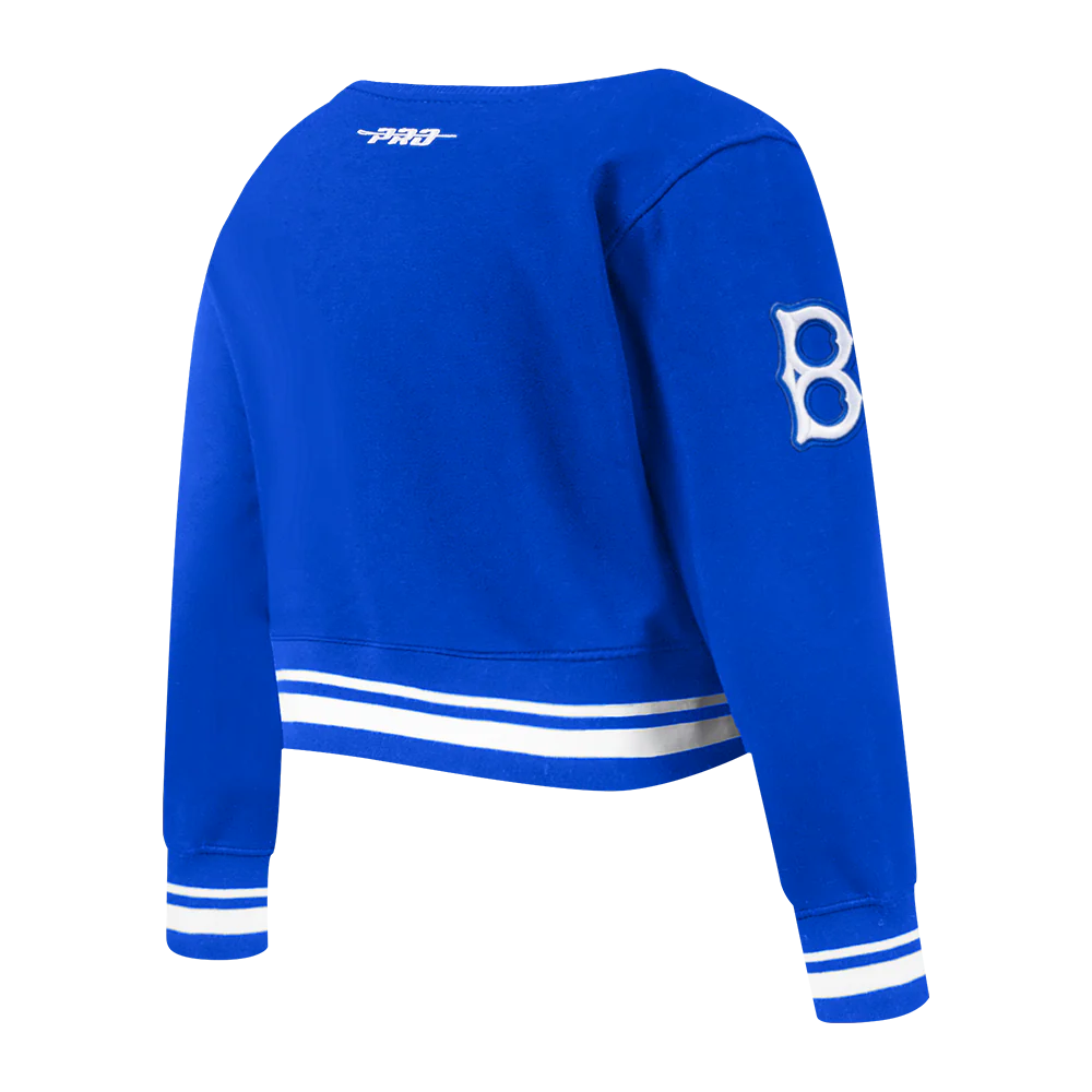 MLB BROOKLYN DODGERS RETRO CLASSIC TODDLER GIRLS RIB FLEECE CREWNECK