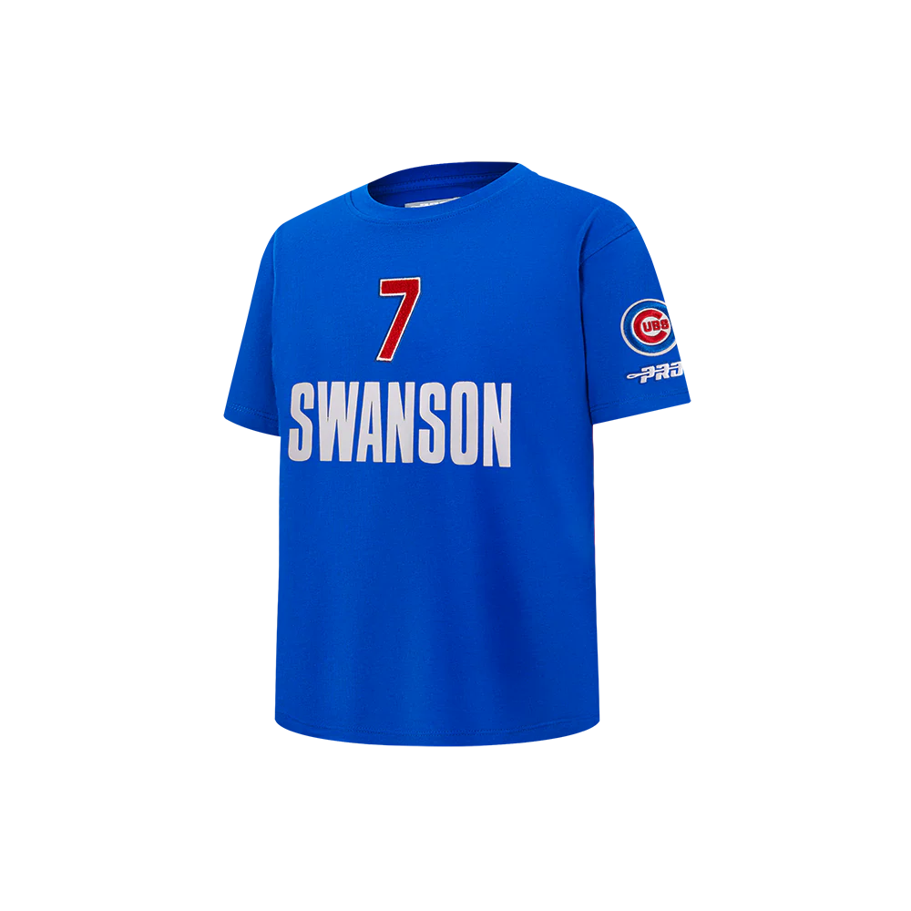 MLB CHICAGO CUBS DANSBY SWANSON #7 CLASSIC PLAYER NAME AND NUMBER LITTLE BOY'S TEE