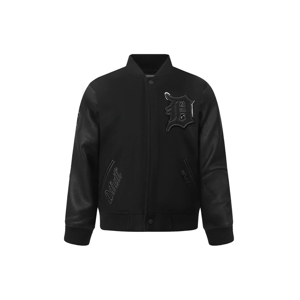 MLB DETROIT TIGERS TRIPLE BLACK LITTLE BOYS WOOL VARSITY JACKET