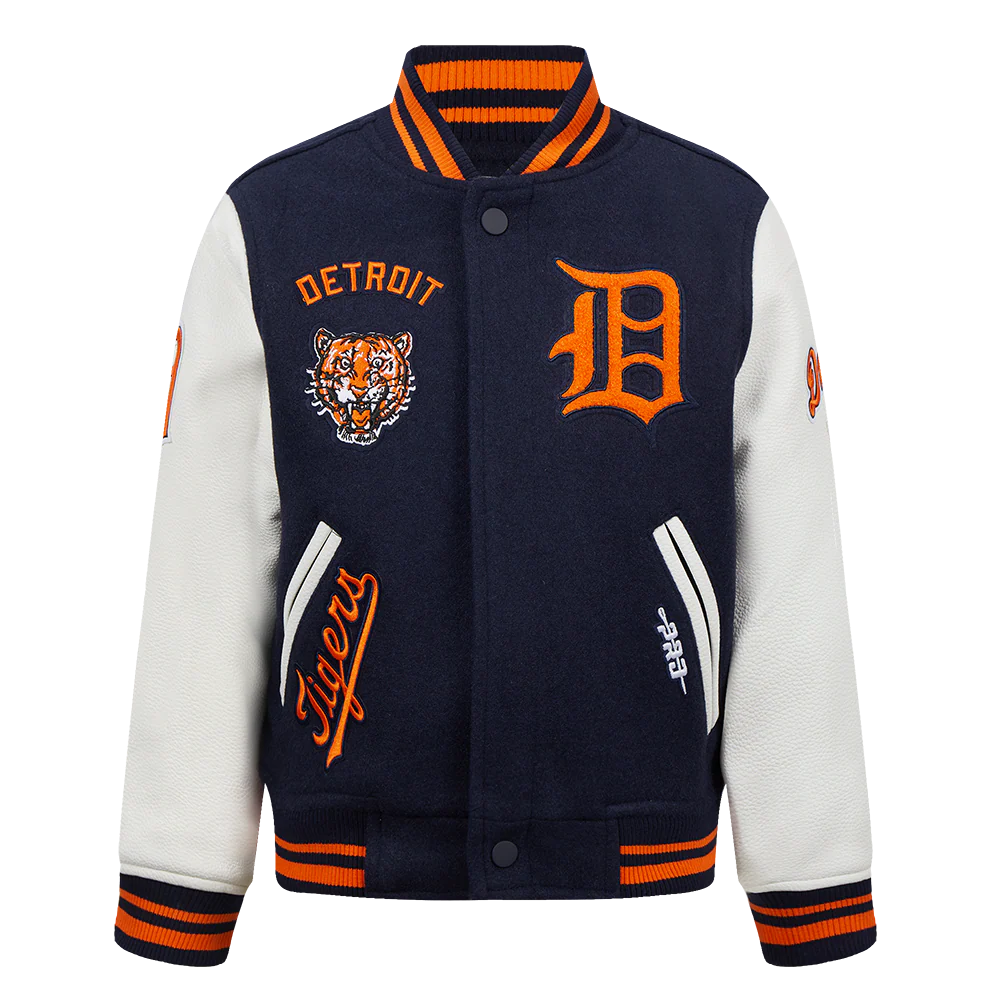 MLB DETROIT TIGERS RETRO CLASSIC LITTLE BOYS RIB WOOL VARSITY JACKET