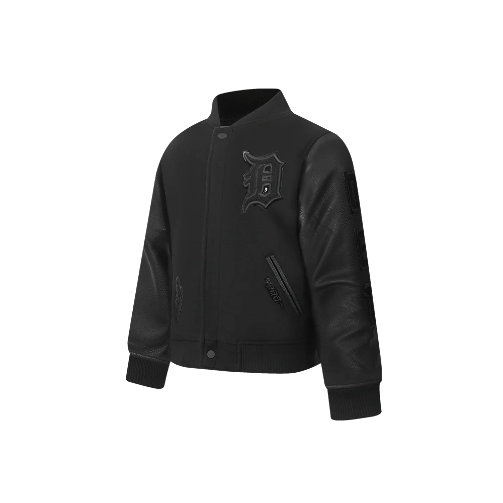 MLB DETROIT TIGERS TRIPLE BLACK TODDLER BOYS WOOL VARSITY JACKET
