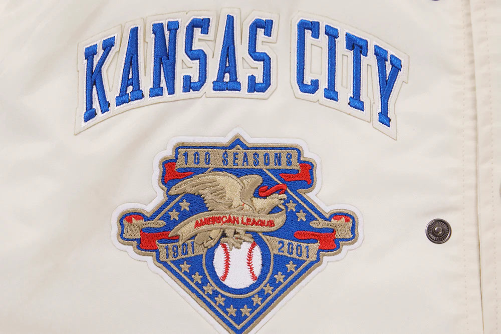 MLB KANSAS CITY ROYALS RETRO CLASSIC MEN'S RIB SATIN JACKET
