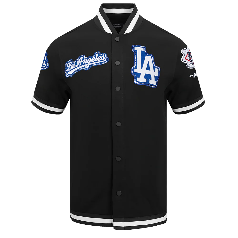 MLB LOS ANGELES DODGERS DIY PICK STITCH MEN'S DOUBLE KNIT SHORT SLEEVE JACKET