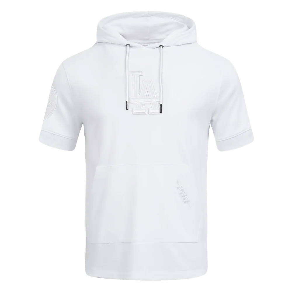 MLB LOS ANGELES DODGERS WHITE OUT MEN'S SHORT SLEEVE PULLOVER HOODIE