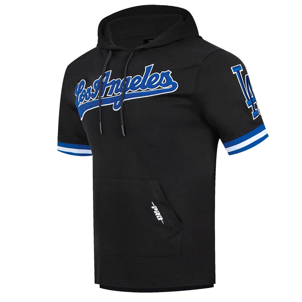 MLB LOS ANGELES DODGERS CLASSIC CHENILLE MEN'S DOUBLE KNIT SHORT SLEEVE PULLOVER HOODIE
