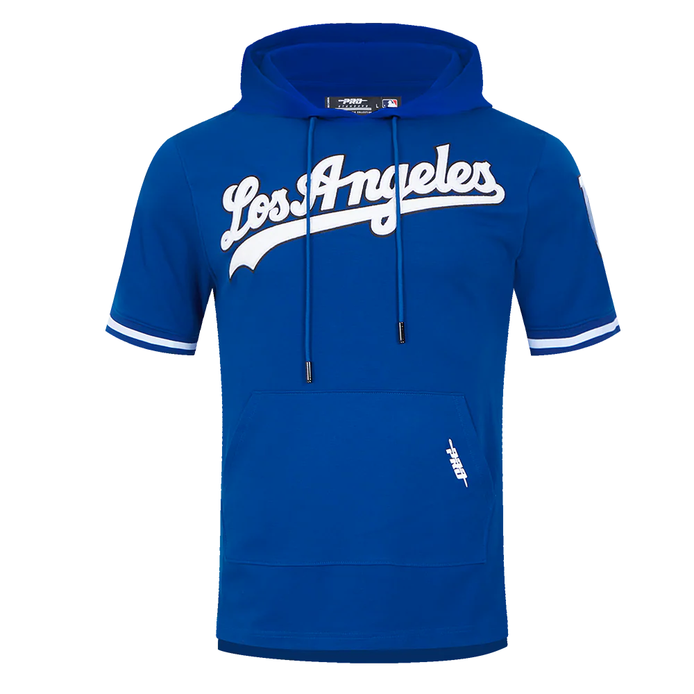 MLB LOS ANGELES DODGERS CLASSIC CHENILLE MEN'S DOUBLE KNIT SHORT SLEEVE PULLOVER HOODIE
