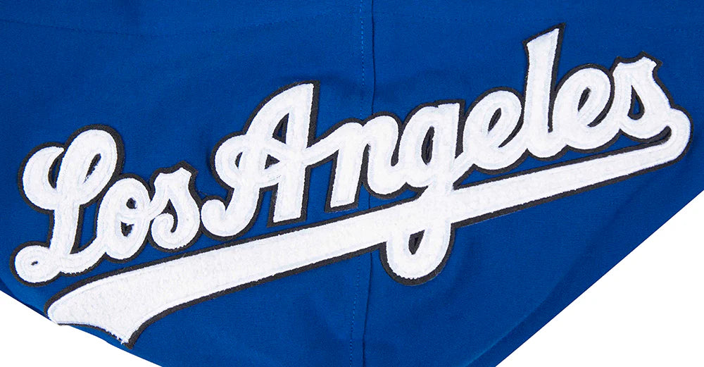 MLB LOS ANGELES DODGERS CLASSIC CHENILLE MEN'S DOUBLE KNIT SHORT SLEEVE PULLOVER HOODIE