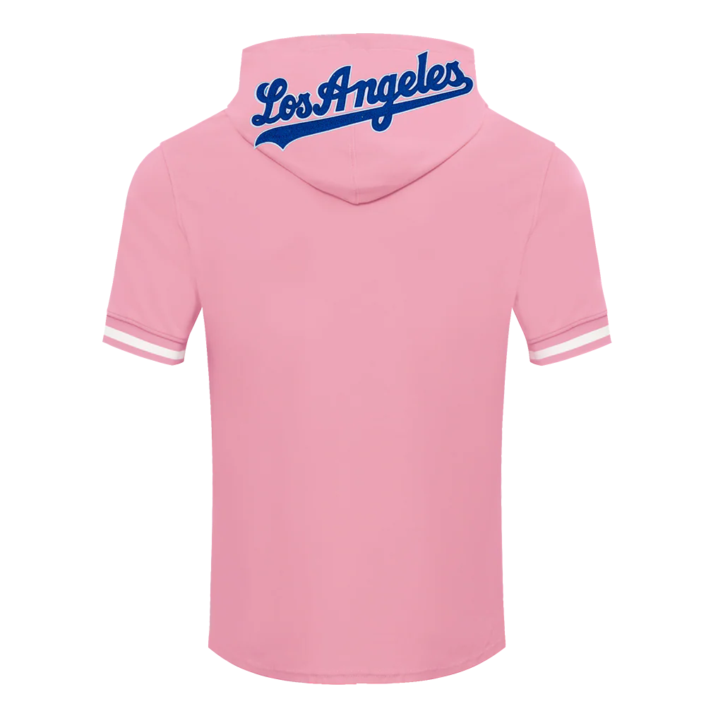 MLB LOS ANGELES DODGERS CLASSIC CHENILLE MEN'S DOUBLE KNIT SHORT SLEEVE PULLOVER HOODIE