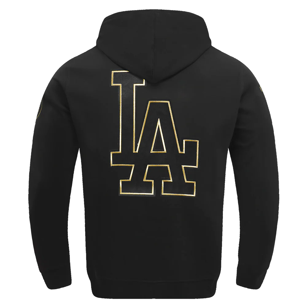 MLB LOS ANGELES DODGERS BLACK & GOLD MEN'S DOUBLE KNIT PULLOVER HOODIE