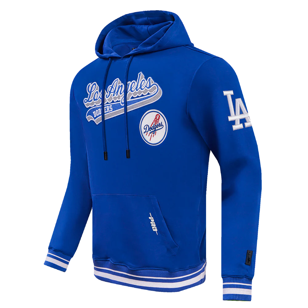 MLB LOS ANGELES DODGERS SCRIPT TAIL MEN'S RIB FLEECE PULLOVER HOODIE